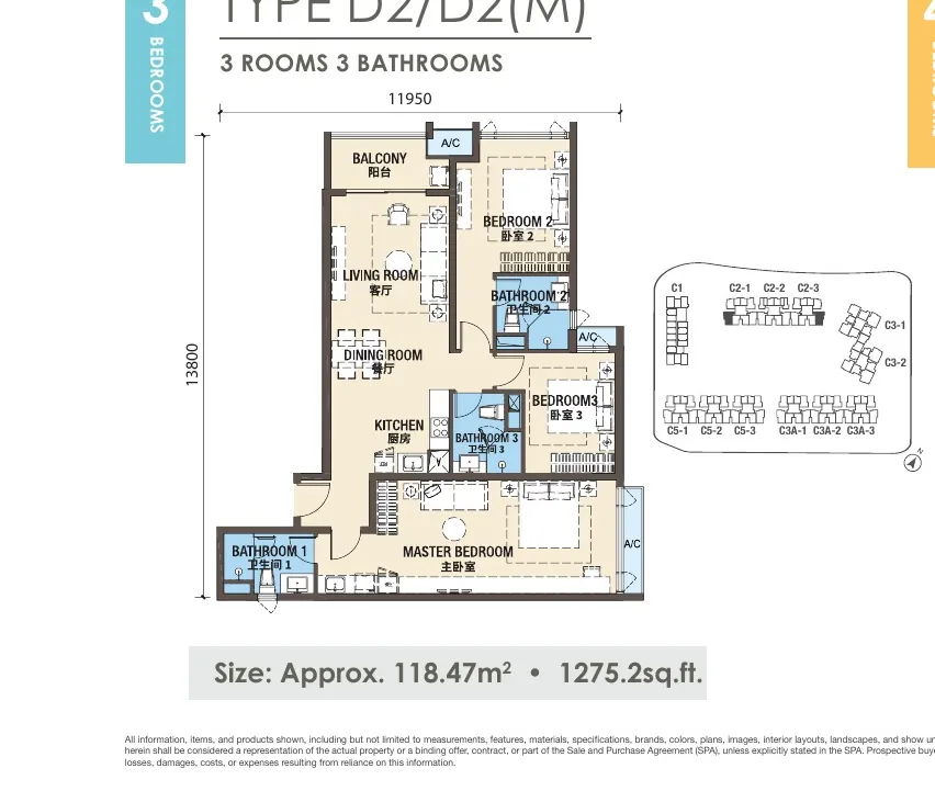 Phase 3 Type D2 / D2(M) floor plan